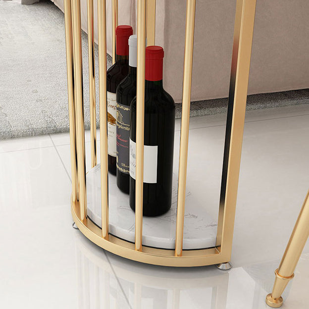 Modern Gold Iron Bar Dining Table Faux Marble Top Indoor Bistro Table with Wine Rack Clearhalo 'Bar Furniture' 'Bar Tables' 'bar_tables' 'furn' 'furn_bar_tables' 'Furniture' 'furniture_bar_tables' 'Kitchen & Dining Furniture' 4888407