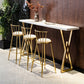 Glam Gold Iron Bar Dining Table White Wood Rectangle Indoor Bistro Table 94.5"L x 15.7"W x 41.3"H Without Chairs Clearhalo 'Bar Furniture' 'Bar Tables' 'bar_tables' 'furn' 'furn_bar_tables' 'Furniture' 'furniture_bar_tables' 'Kitchen & Dining Furniture' 4888417