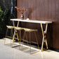 Glam Gold Iron Bar Dining Table White Wood Rectangle Indoor Bistro Table 70.9"L x 15.7"W x 41.3"H Without Chairs Clearhalo 'Bar Furniture' 'Bar Tables' 'bar_tables' 'furn' 'furn_bar_tables' 'Furniture' 'furniture_bar_tables' 'Kitchen & Dining Furniture' 4888420