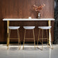 Glam Gold Iron Bar Dining Table White Wood Rectangle Indoor Bistro Table Clearhalo 'Bar Furniture' 'Bar Tables' 'bar_tables' 'furn' 'furn_bar_tables' 'Furniture' 'furniture_bar_tables' 'Kitchen & Dining Furniture' 4888428
