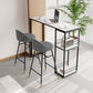 Industrial Black Iron Bar Dining Table Stone Top Rectangle Indoor Bistro Table with Shelf 55.1"L x 15.7"W x 41.3"H White Without Chairs Clearhalo 'Bar Furniture' 'Bar Tables' 'bar_tables' 'furn' 'furn_bar_tables' 'Furniture' 'furniture_bar_tables' 'Kitchen & Dining Furniture' 4888438