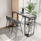 Industrial Black Iron Bar Dining Table Stone Top Rectangle Indoor Bistro Table with Shelf 47.2"L x 15.7"W x 41.3"H Gray Without Chairs Clearhalo 'Bar Furniture' 'Bar Tables' 'bar_tables' 'furn' 'furn_bar_tables' 'Furniture' 'furniture_bar_tables' 'Kitchen & Dining Furniture' 4888440