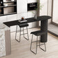 Modern Iron Bar Dining Table with Stone Top Indoor Bistro Table Fixed Table Black Without Chairs Clearhalo 'Bar Furniture' 'Bar Tables' 'bar_tables' 'furn' 'furn_bar_tables' 'Furniture' 'furniture_bar_tables' 'Kitchen & Dining Furniture' 4888457