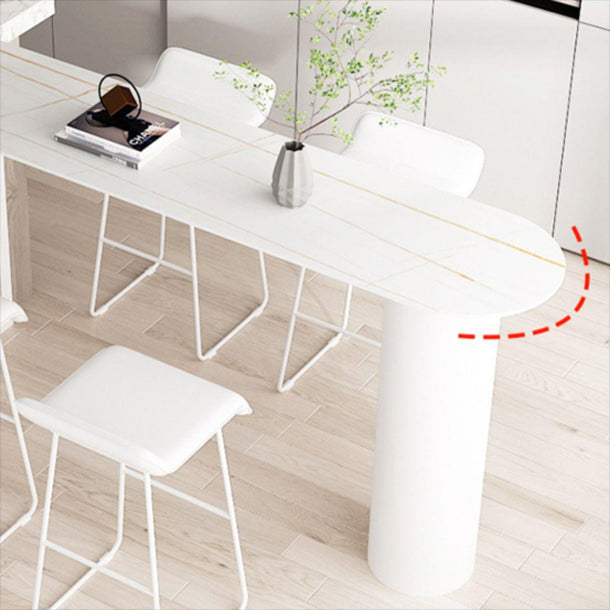 Modern Iron Bar Dining Table with Stone Top Indoor Bistro Table Fixed Table Clearhalo 'Bar Furniture' 'Bar Tables' 'bar_tables' 'furn' 'furn_bar_tables' 'Furniture' 'furniture_bar_tables' 'Kitchen & Dining Furniture' 4888461