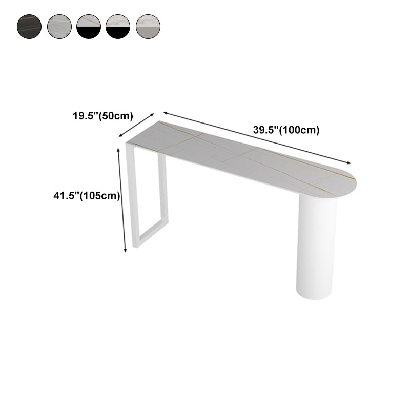 Modern Iron Bar Dining Table with Stone Top Indoor Bistro Table Fixed Table Clearhalo 'Bar Furniture' 'Bar Tables' 'bar_tables' 'furn' 'furn_bar_tables' 'Furniture' 'furniture_bar_tables' 'Kitchen & Dining Furniture' 4888466