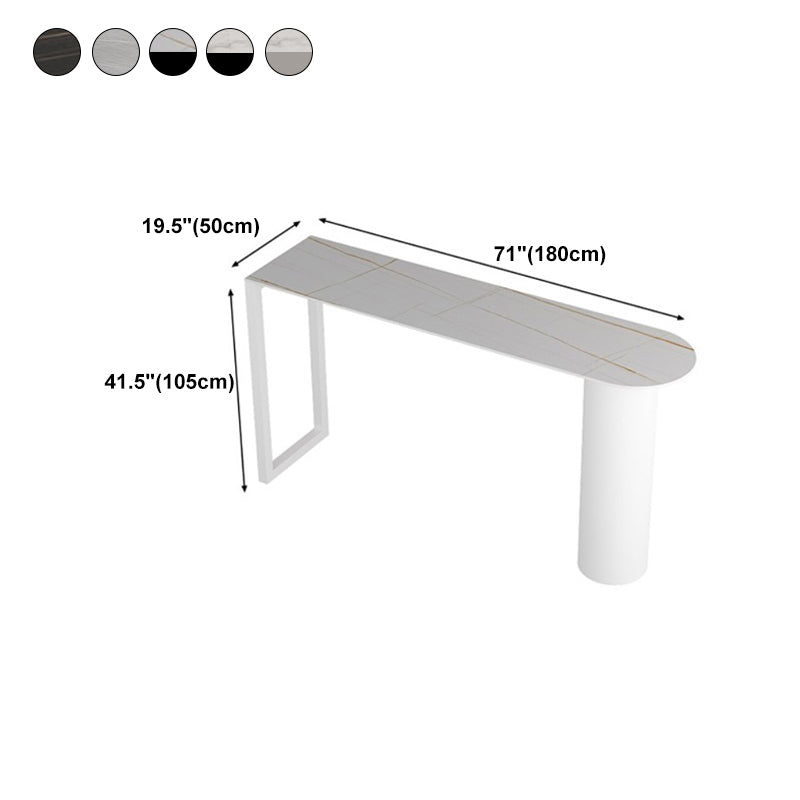 Modern Iron Bar Dining Table with Stone Top Indoor Bistro Table Fixed Table Clearhalo 'Bar Furniture' 'Bar Tables' 'bar_tables' 'furn' 'furn_bar_tables' 'Furniture' 'furniture_bar_tables' 'Kitchen & Dining Furniture' 4888470