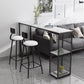 Modern Iron Bar Dining Table White Stone Top Rectangle Indoor Bistro Table with Shelf 55.1"L x 15.7"W x 41.3"H Black Without Chairs Clearhalo 'Bar Furniture' 'Bar Tables' 'bar_tables' 'furn' 'furn_bar_tables' 'Furniture' 'furniture_bar_tables' 'Kitchen & Dining Furniture' 4888474
