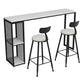 Modern Iron Bar Dining Table White Stone Top Rectangle Indoor Bistro Table with Shelf Clearhalo 'Bar Furniture' 'Bar Tables' 'bar_tables' 'furn' 'furn_bar_tables' 'Furniture' 'furniture_bar_tables' 'Kitchen & Dining Furniture' 4888476