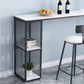 Modern Iron Bar Dining Table White Stone Top Rectangle Indoor Bistro Table with Shelf Clearhalo 'Bar Furniture' 'Bar Tables' 'bar_tables' 'furn' 'furn_bar_tables' 'Furniture' 'furniture_bar_tables' 'Kitchen & Dining Furniture' 4888477