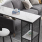 Modern Iron Bar Dining Table White Stone Top Rectangle Indoor Bistro Table with Shelf Clearhalo 'Bar Furniture' 'Bar Tables' 'bar_tables' 'furn' 'furn_bar_tables' 'Furniture' 'furniture_bar_tables' 'Kitchen & Dining Furniture' 4888478