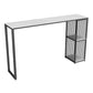 Modern Iron Bar Dining Table White Stone Top Rectangle Indoor Bistro Table with Shelf Black Without Chairs Clearhalo 'Bar Furniture' 'Bar Tables' 'bar_tables' 'furn' 'furn_bar_tables' 'Furniture' 'furniture_bar_tables' 'Kitchen & Dining Furniture' 4888481