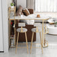 Modern Iron Bar Dining Table White Stone Top Indoor Bistro Table with Wine Rack Clearhalo 'Bar Furniture' 'Bar Tables' 'bar_tables' 'furn' 'furn_bar_tables' 'Furniture' 'furniture_bar_tables' 'Kitchen & Dining Furniture' 4888513