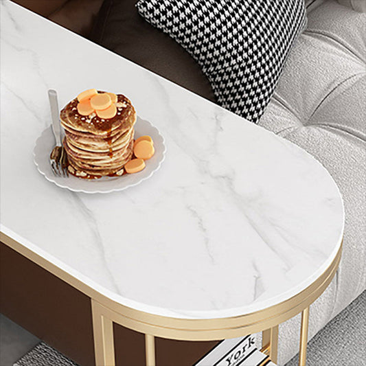 Modern Iron Bar Dining Table White Stone Top Indoor Bistro Table with Wine Rack Clearhalo 'Bar Furniture' 'Bar Tables' 'bar_tables' 'furn' 'furn_bar_tables' 'Furniture' 'furniture_bar_tables' 'Kitchen & Dining Furniture' 4888514