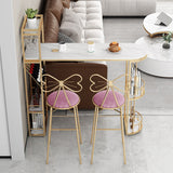 Modern Iron Bar Dining Table White Stone Top Indoor Bistro Table with Wine Rack Clearhalo 'Bar Furniture' 'Bar Tables' 'bar_tables' 'furn' 'furn_bar_tables' 'Furniture' 'furniture_bar_tables' 'Kitchen & Dining Furniture' 4888516