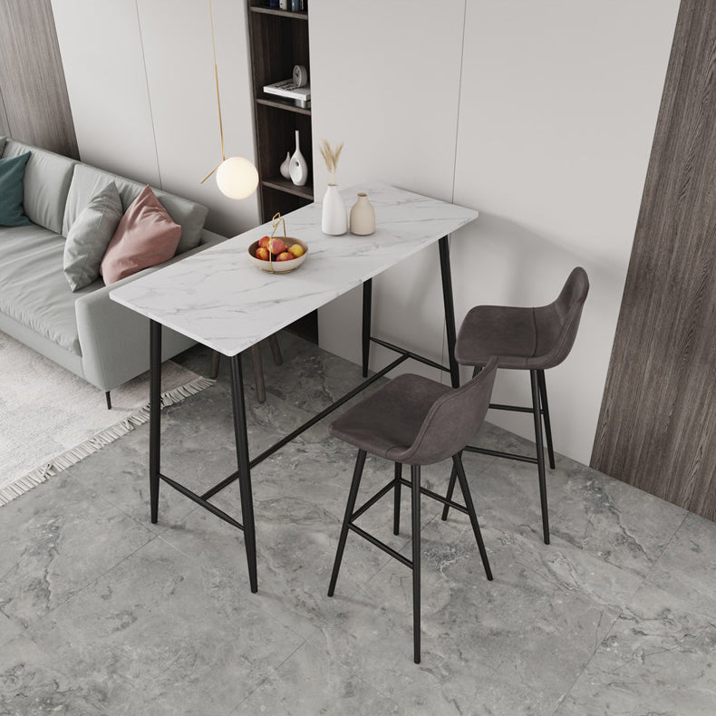 Contemporary Bar Counter Table Rectangle Sintered Stone Table for Kitchen Gloss White Clearhalo 'Bar Furniture' 'Bar Tables' 'bar_tables' 'Furniture' 'furniture_bar_tables' 'Kitchen & Dining Furniture' 4888541
