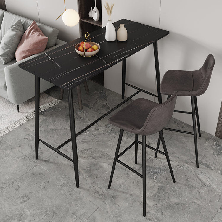 Contemporary Bar Counter Table Rectangle Sintered Stone Table for Kitchen Black Clearhalo 'Bar Furniture' 'Bar Tables' 'bar_tables' 'Furniture' 'furniture_bar_tables' 'Kitchen & Dining Furniture' 4888544