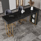 Nordic Glam Bar Counter Table Sintered Stone Table for Kitchen 63"L x 15.7"W x 41.3"H Black Without Chairs Clearhalo 'Bar Furniture' 'Bar Tables' 'bar_tables' 'furn' 'furn_bar_tables' 'Furniture' 'furniture_bar_tables' 'Kitchen & Dining Furniture' 4888560