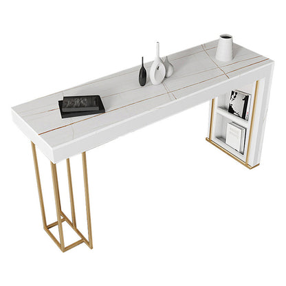 Nordic Glam Bar Counter Table Sintered Stone Table for Kitchen White Without Chairs Clearhalo 'Bar Furniture' 'Bar Tables' 'bar_tables' 'furn' 'furn_bar_tables' 'Furniture' 'furniture_bar_tables' 'Kitchen & Dining Furniture' 4888561