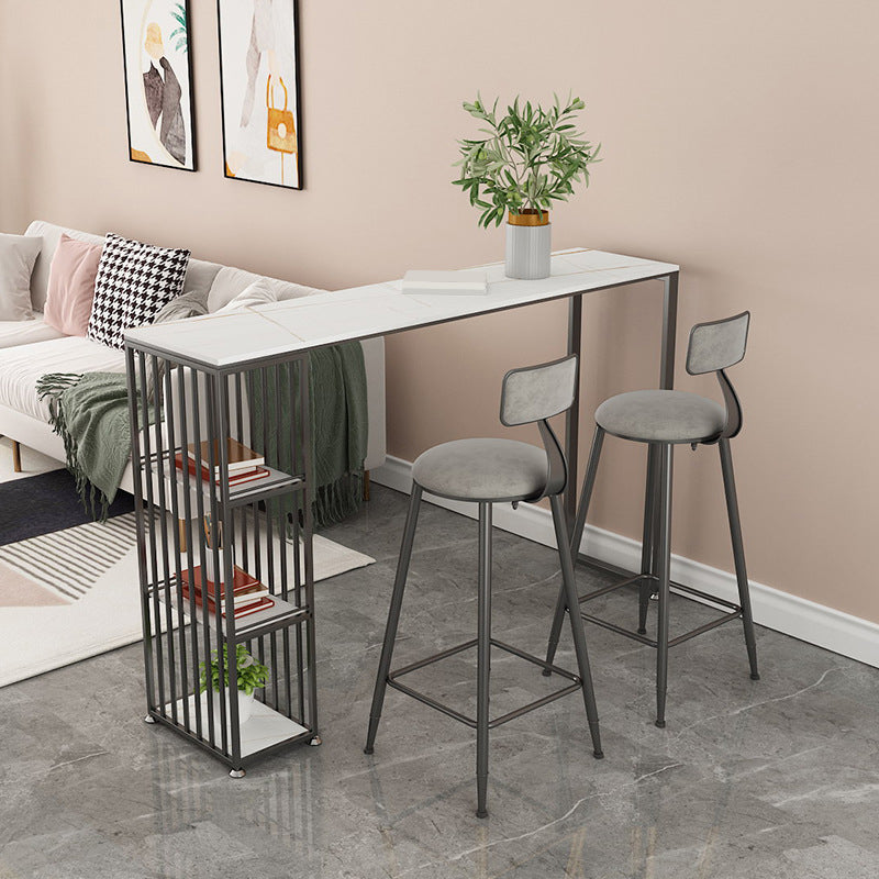 Contemporary Bar Counter Table Sintered Stone Table for Kitchen Black White Without Chairs Clearhalo 'Bar Furniture' 'Bar Tables' 'bar_tables' 'furn' 'furn_bar_tables' 'Furniture' 'furniture_bar_tables' 'Kitchen & Dining Furniture' 4888572