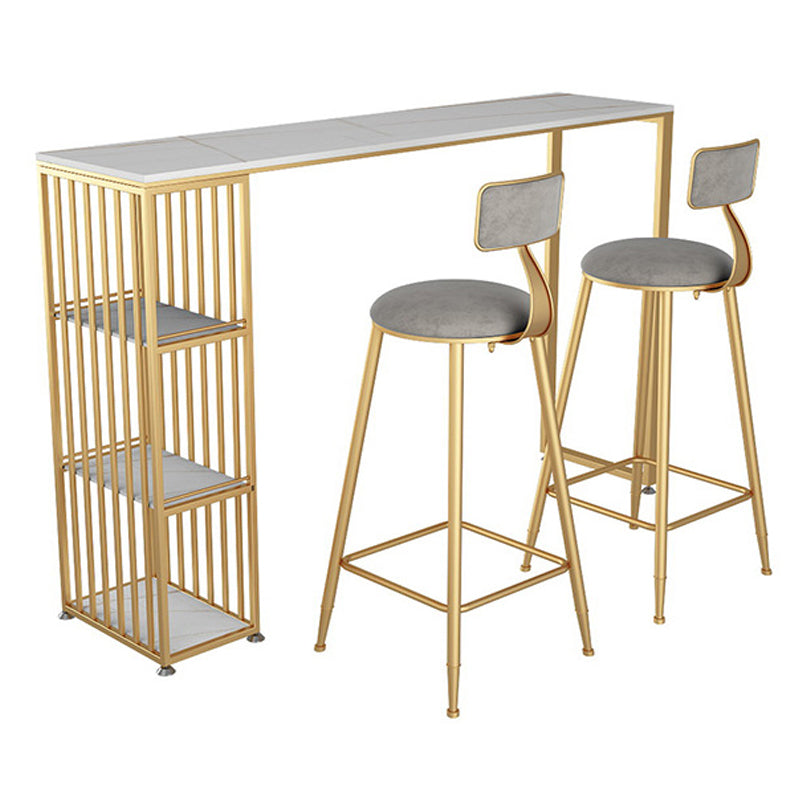Contemporary Bar Counter Table Sintered Stone Table for Kitchen White-Gold Without Chairs Clearhalo 'Bar Furniture' 'Bar Tables' 'bar_tables' 'furn' 'furn_bar_tables' 'Furniture' 'furniture_bar_tables' 'Kitchen & Dining Furniture' 4888575
