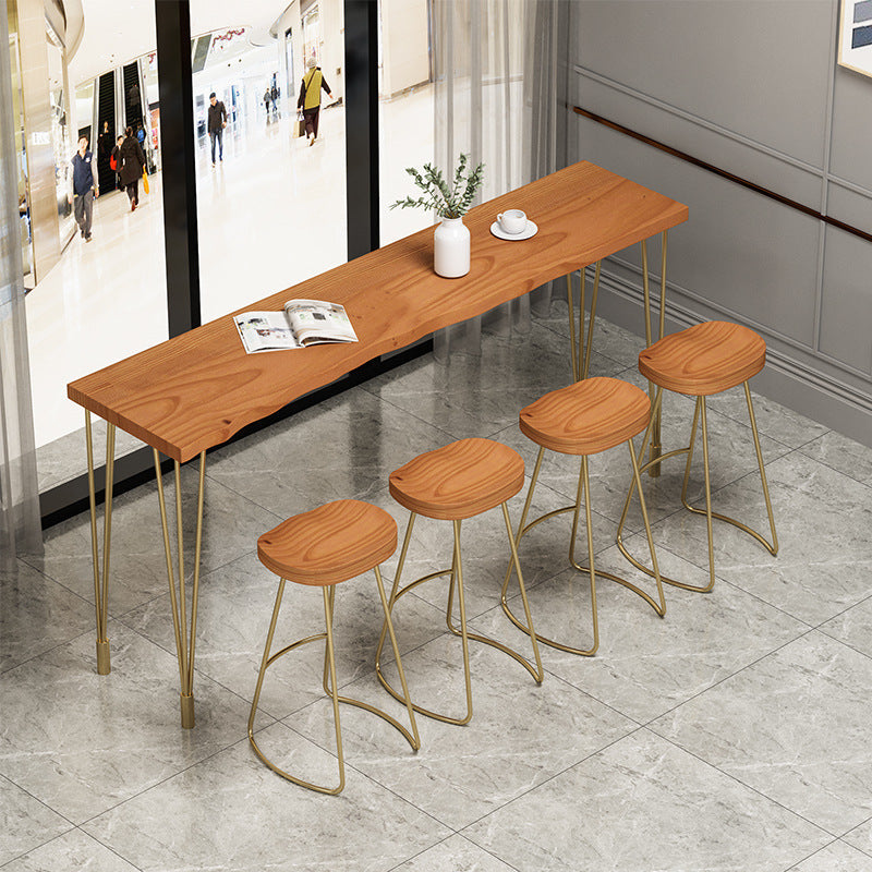 Nordic Glam Style Wooden Table Dining Bar Counter Table for Kitchen 63"L x 17.7"W x 41.3"H Without Chairs Clearhalo 'Bar Furniture' 'Bar Tables' 'bar_tables' 'furn' 'furn_bar_tables' 'Furniture' 'furniture_bar_tables' 'Kitchen & Dining Furniture' 4888590