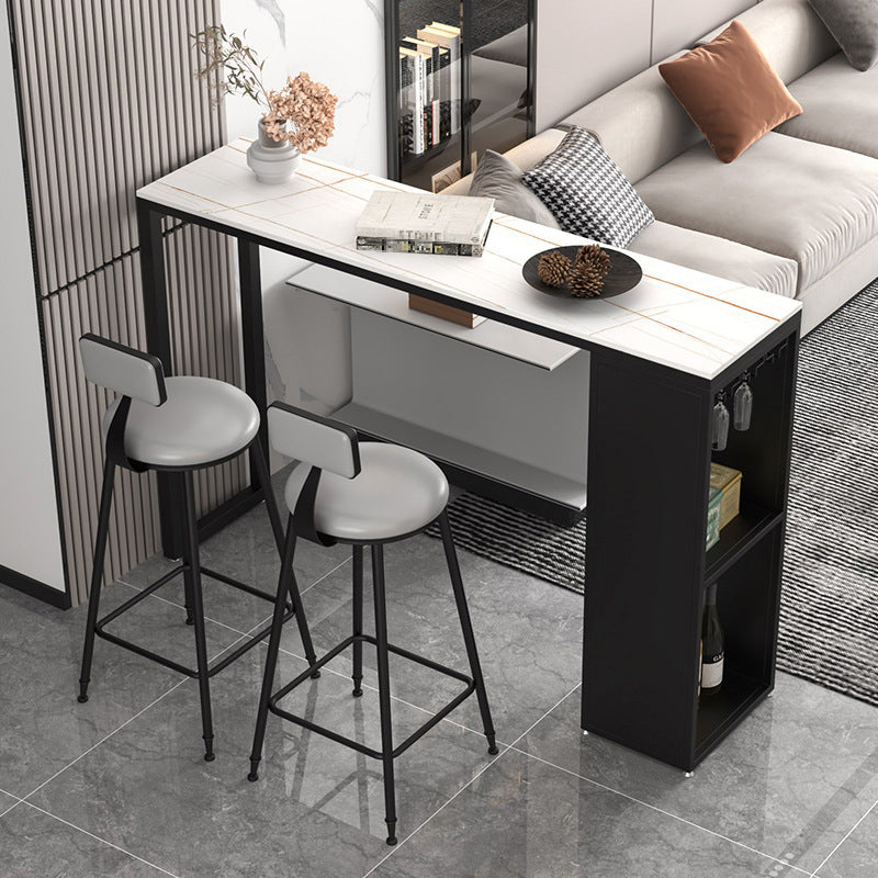 Industrial Rectangle Sintered Stone Table Bar Counter Table for Home White Without Chairs Clearhalo 'Bar Furniture' 'Bar Tables' 'bar_tables' 'furn' 'furn_bar_tables' 'Furniture' 'furniture_bar_tables' 'Kitchen & Dining Furniture' 4888706