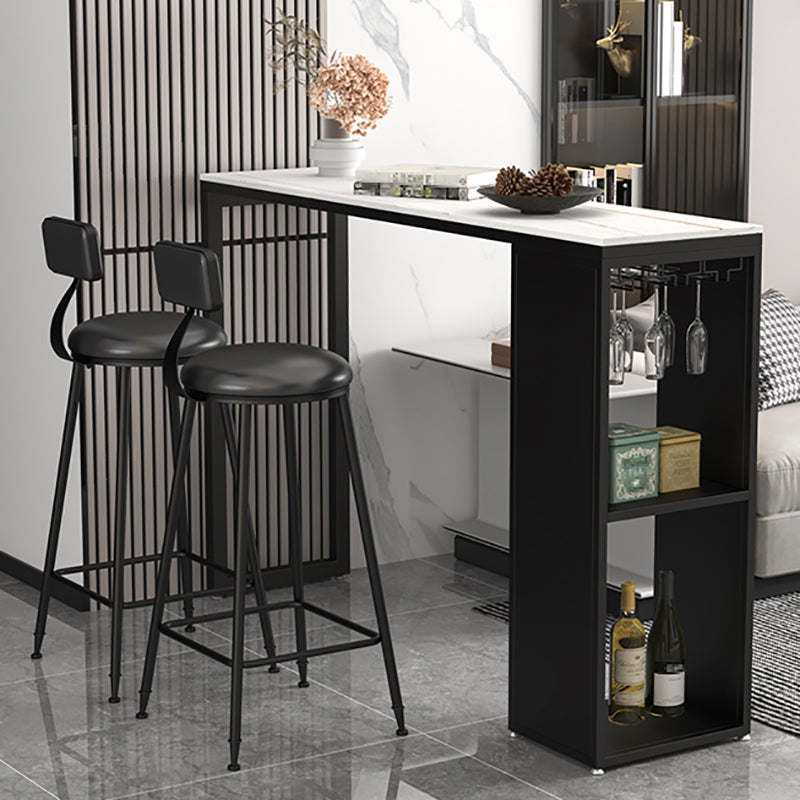 Industrial Rectangle Sintered Stone Table Bar Counter Table for Home Clearhalo 'Bar Furniture' 'Bar Tables' 'bar_tables' 'furn' 'furn_bar_tables' 'Furniture' 'furniture_bar_tables' 'Kitchen & Dining Furniture' 4888714