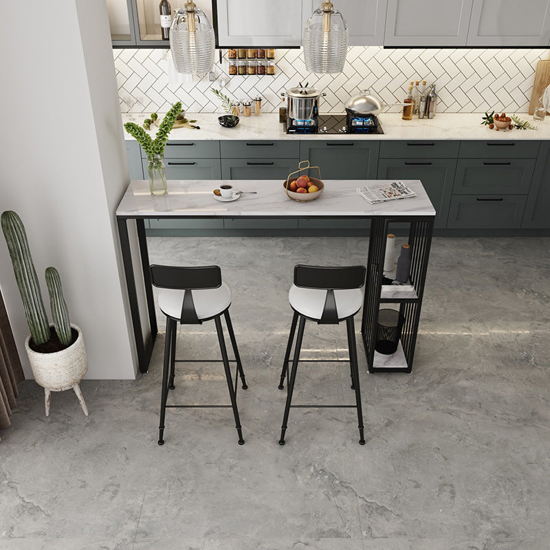 Industrial Style Rectangle Sintered Stone Table Bar Counter Table for Home 70.9"L x 15.7"W x 41.3"H Clearhalo 'Bar Furniture' 'Bar Tables' 'bar_tables' 'Furniture' 'furniture_bar_tables' 'Kitchen & Dining Furniture' 4888725