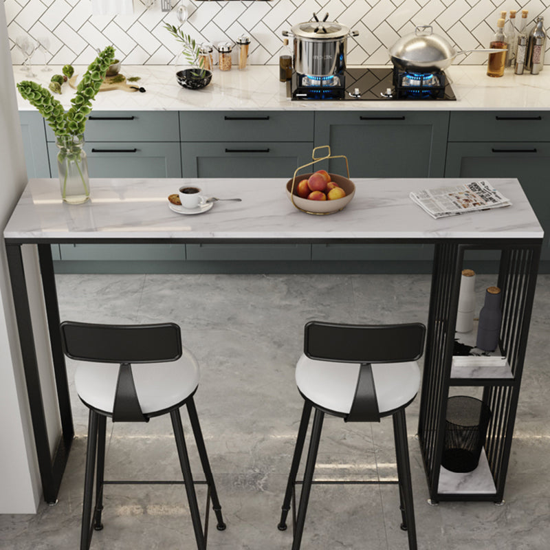 Industrial Style Rectangle Sintered Stone Table Bar Counter Table for Home Clearhalo 'Bar Furniture' 'Bar Tables' 'bar_tables' 'Furniture' 'furniture_bar_tables' 'Kitchen & Dining Furniture' 4888732