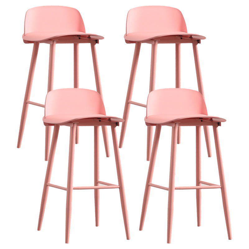 Scandinavian Milk Tea Shop Footrest Stool Matte Finish Steel Counter Stools Pink 4 Piece Set Clearhalo 'Bar Furniture' 'Bar Stools' 'bar_stools' 'furn' 'furn_bar_stools' 'Furniture' 'furniture_bar_stools' 'Kitchen & Dining Furniture' 4888766