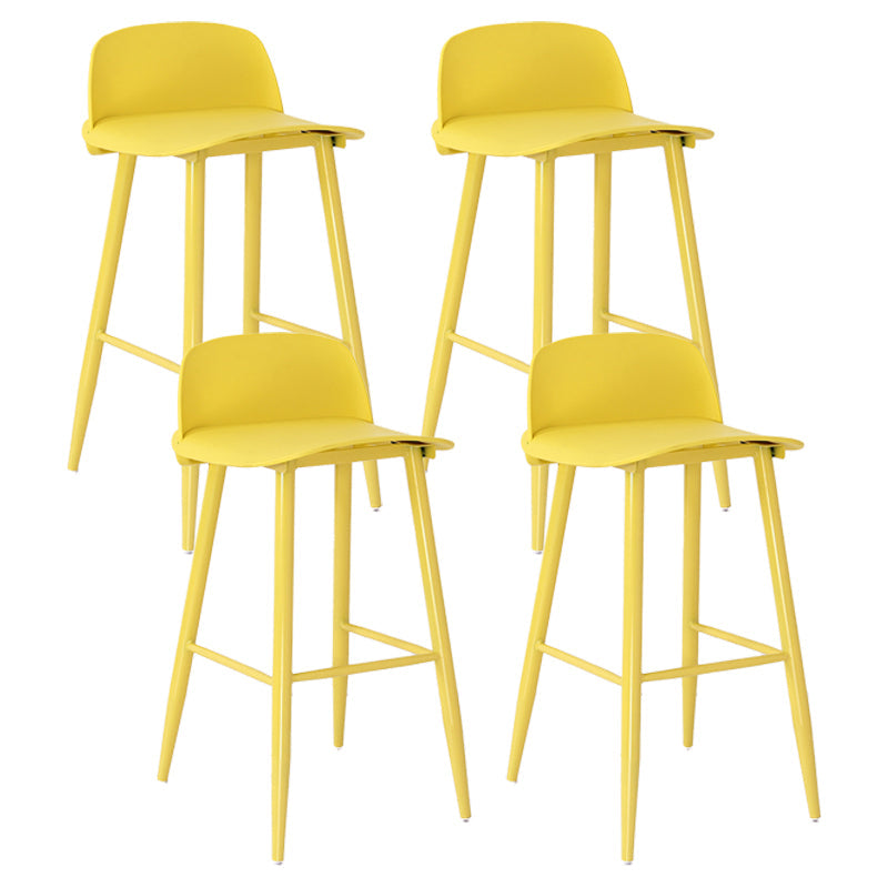 Scandinavian Milk Tea Shop Footrest Stool Matte Finish Steel Counter Stools Yellow 4 Piece Set Clearhalo 'Bar Furniture' 'Bar Stools' 'bar_stools' 'furn' 'furn_bar_stools' 'Furniture' 'furniture_bar_stools' 'Kitchen & Dining Furniture' 4888768