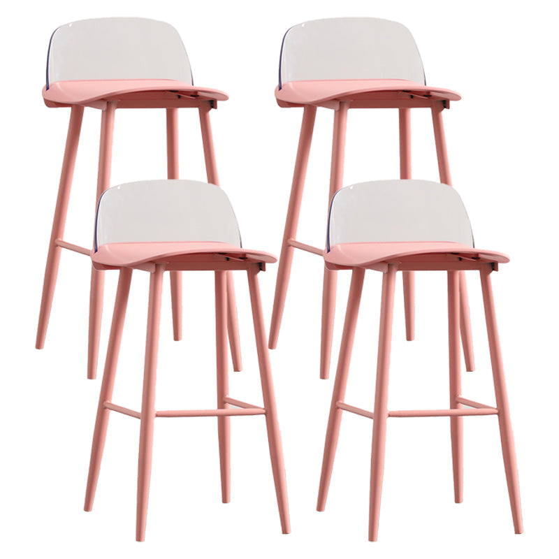 Scandinavian Milk Tea Shop Footrest Stool Matte Finish Steel Counter Stools Clear-Red 4 Piece Set Clearhalo 'Bar Furniture' 'Bar Stools' 'bar_stools' 'furn' 'furn_bar_stools' 'Furniture' 'furniture_bar_stools' 'Kitchen & Dining Furniture' 4888776