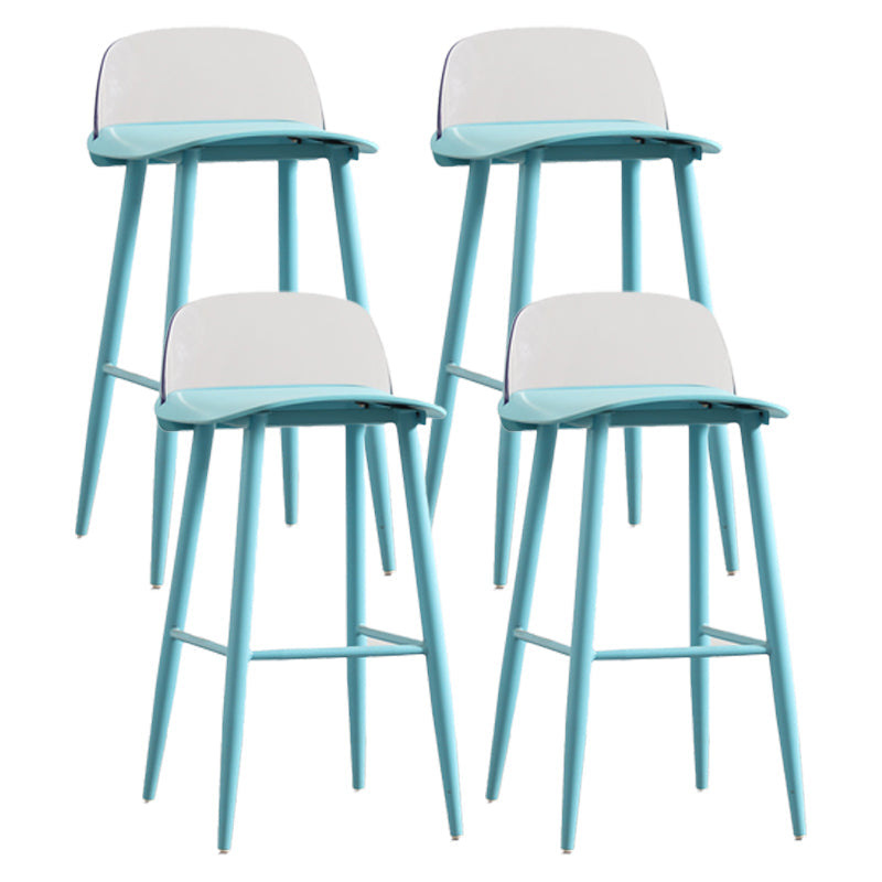 Scandinavian Milk Tea Shop Footrest Stool Matte Finish Steel Counter Stools Clear-Blue 4 Piece Set Clearhalo 'Bar Furniture' 'Bar Stools' 'bar_stools' 'furn' 'furn_bar_stools' 'Furniture' 'furniture_bar_stools' 'Kitchen & Dining Furniture' 4888777