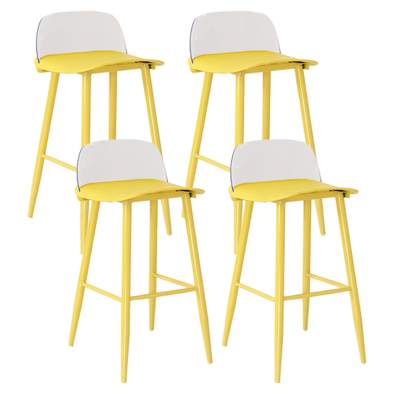 Scandinavian Milk Tea Shop Footrest Stool Matte Finish Steel Counter Stools Clear Yellow 4 Piece Set Clearhalo 'Bar Furniture' 'Bar Stools' 'bar_stools' 'furn' 'furn_bar_stools' 'Furniture' 'furniture_bar_stools' 'Kitchen & Dining Furniture' 4888778