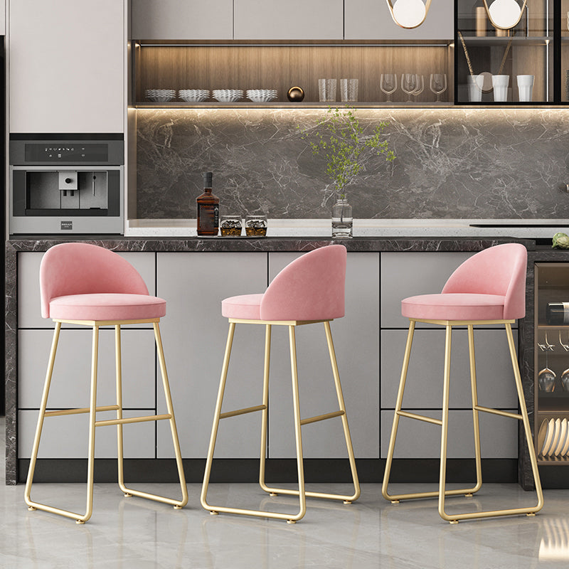 Glam Dessert Shop Footrest Stool Matte Finish Velvet Bar Stool Clearhalo 'Bar Furniture' 'Bar Stools' 'bar_stools' 'furn' 'furn_bar_stools' 'Furniture' 'furniture_bar_stools' 'Kitchen & Dining Furniture' 4888788