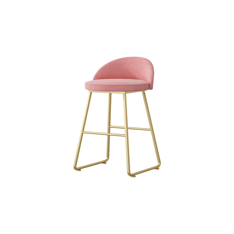 Glam Dessert Shop Footrest Stool Matte Finish Velvet Bar Stool Pink 1 Piece Short Stool(18"H) Clearhalo 'Bar Furniture' 'Bar Stools' 'bar_stools' 'furn' 'furn_bar_stools' 'Furniture' 'furniture_bar_stools' 'Kitchen & Dining Furniture' 4888789