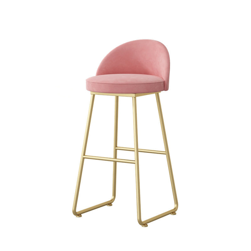 Glam Dessert Shop Footrest Stool Matte Finish Velvet Bar Stool Pink 1 Piece Bar Stool(30"H) Clearhalo 'Bar Furniture' 'Bar Stools' 'bar_stools' 'furn' 'furn_bar_stools' 'Furniture' 'furniture_bar_stools' 'Kitchen & Dining Furniture' 4888792
