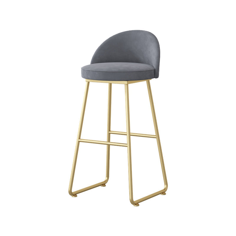 Glam Dessert Shop Footrest Stool Matte Finish Velvet Bar Stool Grey 1 Piece Bar Stool(30"H) Clearhalo 'Bar Furniture' 'Bar Stools' 'bar_stools' 'furn' 'furn_bar_stools' 'Furniture' 'furniture_bar_stools' 'Kitchen & Dining Furniture' 4888799