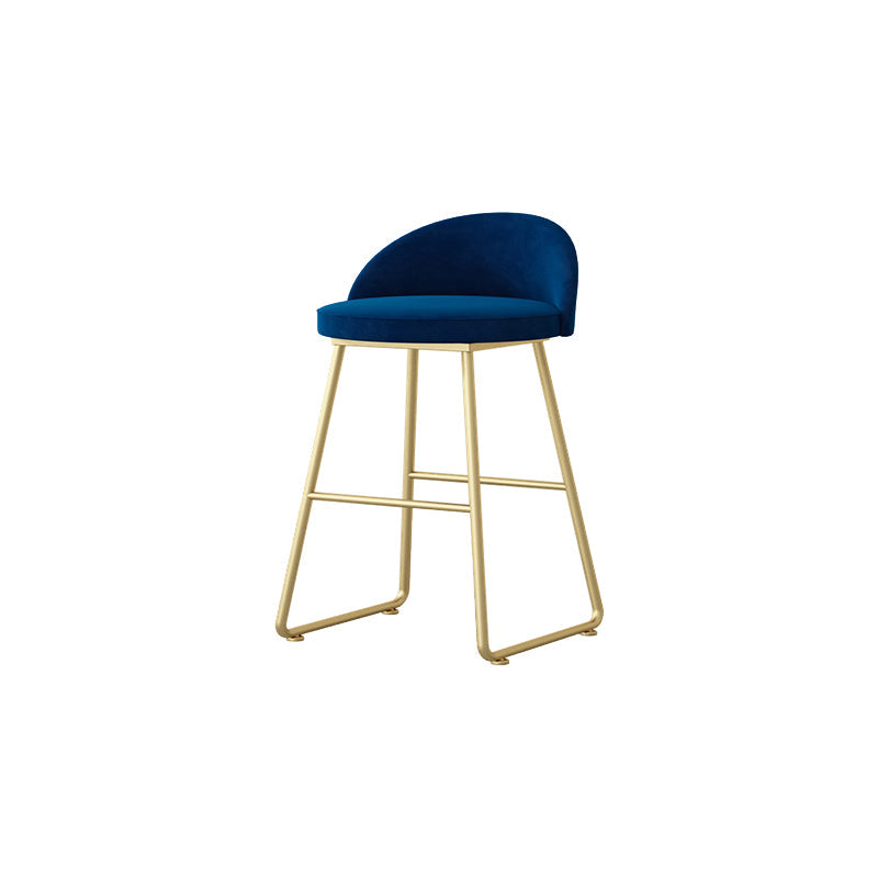 Glam Dessert Shop Footrest Stool Matte Finish Velvet Bar Stool Blue 1 Piece Short Stool(18"H) Clearhalo 'Bar Furniture' 'Bar Stools' 'bar_stools' 'furn' 'furn_bar_stools' 'Furniture' 'furniture_bar_stools' 'Kitchen & Dining Furniture' 4888800