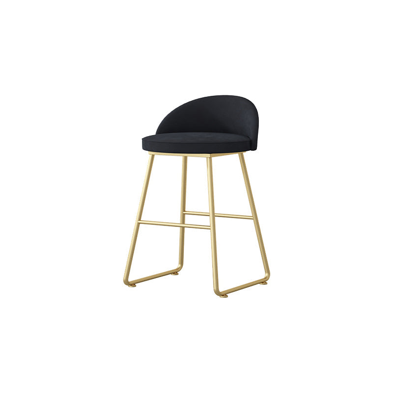 Glam Dessert Shop Footrest Stool Matte Finish Velvet Bar Stool Black 1 Piece Short Stool(18"H) Clearhalo 'Bar Furniture' 'Bar Stools' 'bar_stools' 'furn' 'furn_bar_stools' 'Furniture' 'furniture_bar_stools' 'Kitchen & Dining Furniture' 4888808