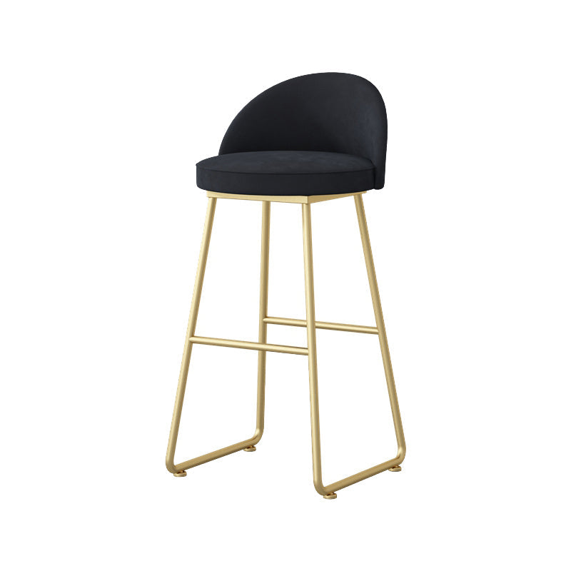 Glam Dessert Shop Footrest Stool Matte Finish Velvet Bar Stool Black 1 Piece Counter Stool(26"H) Clearhalo 'Bar Furniture' 'Bar Stools' 'bar_stools' 'furn' 'furn_bar_stools' 'Furniture' 'furniture_bar_stools' 'Kitchen & Dining Furniture' 4888809