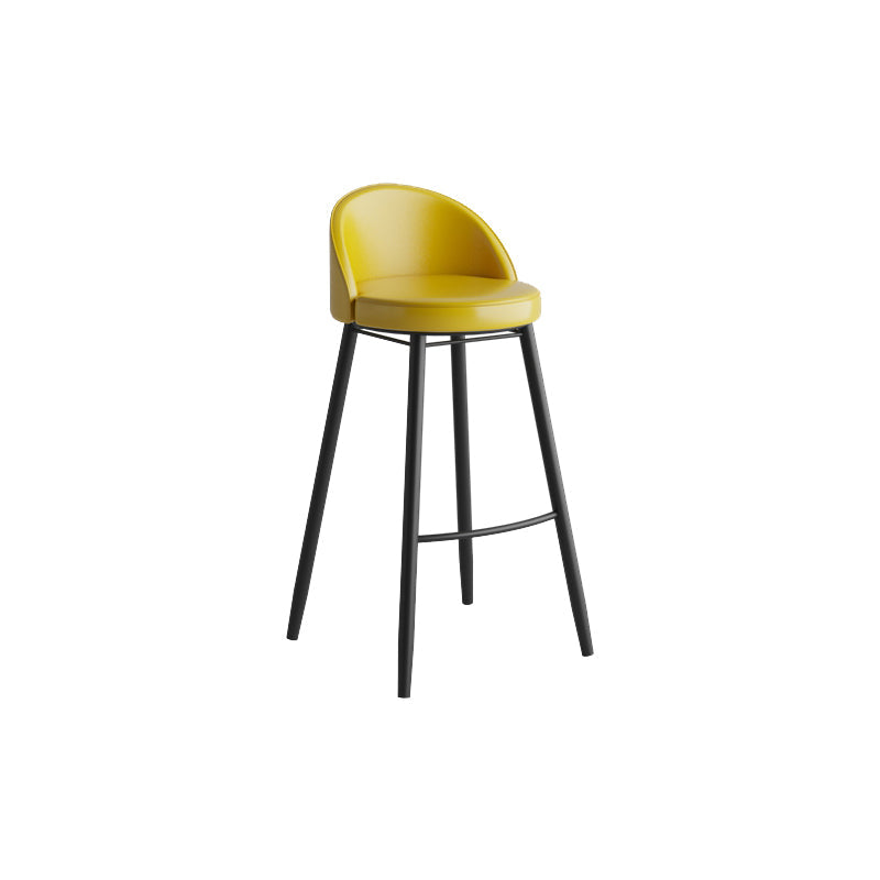 Modern Milk Tea Shop Low Back Stool Matte Finish Leather Barstool Yellow 1 Piece Clearhalo 'Bar Furniture' 'Bar Stools' 'bar_stools' 'furn' 'furn_bar_stools' 'Furniture' 'furniture_bar_stools' 'Kitchen & Dining Furniture' 4888815
