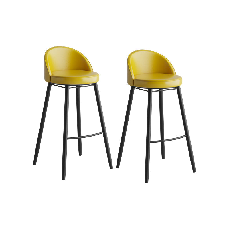 Modern Milk Tea Shop Low Back Stool Matte Finish Leather Barstool Yellow 2 Piece Set Clearhalo 'Bar Furniture' 'Bar Stools' 'bar_stools' 'furn' 'furn_bar_stools' 'Furniture' 'furniture_bar_stools' 'Kitchen & Dining Furniture' 4888816