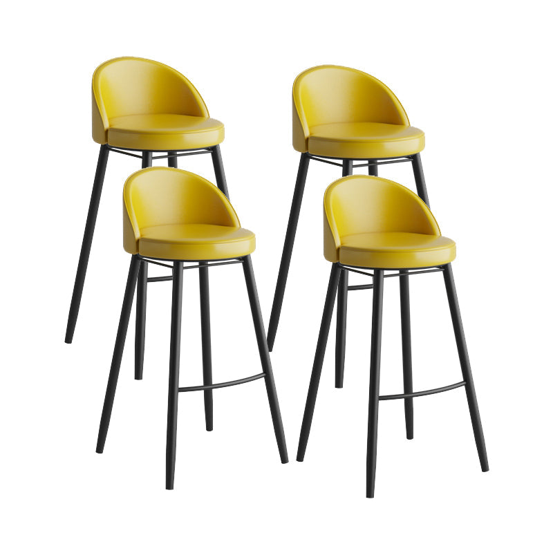 Modern Milk Tea Shop Low Back Stool Matte Finish Leather Barstool Yellow 4 Piece Set Clearhalo 'Bar Furniture' 'Bar Stools' 'bar_stools' 'furn' 'furn_bar_stools' 'Furniture' 'furniture_bar_stools' 'Kitchen & Dining Furniture' 4888819