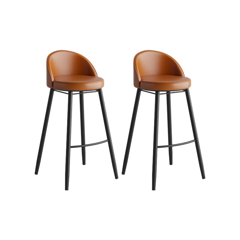 Modern Milk Tea Shop Low Back Stool Matte Finish Leather Barstool Brown 2 Piece Set Clearhalo 'Bar Furniture' 'Bar Stools' 'bar_stools' 'furn' 'furn_bar_stools' 'Furniture' 'furniture_bar_stools' 'Kitchen & Dining Furniture' 4888822