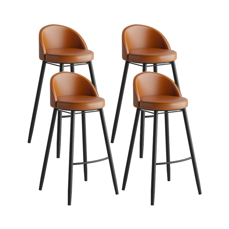 Modern Milk Tea Shop Low Back Stool Matte Finish Leather Barstool Brown 4 Piece Set Clearhalo 'Bar Furniture' 'Bar Stools' 'bar_stools' 'furn' 'furn_bar_stools' 'Furniture' 'furniture_bar_stools' 'Kitchen & Dining Furniture' 4888824