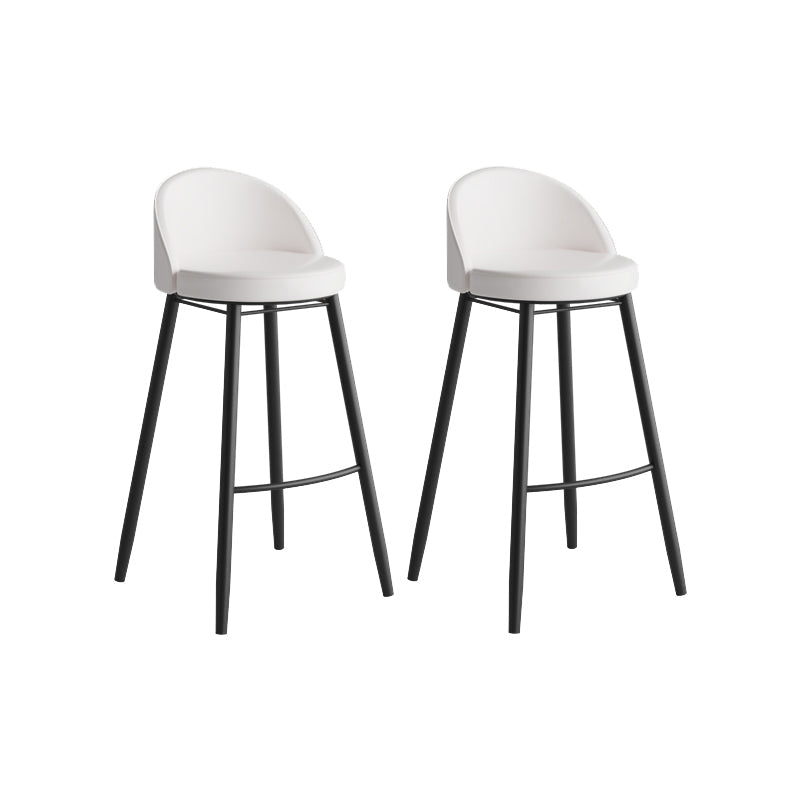 Modern Milk Tea Shop Low Back Stool Matte Finish Leather Barstool White 2 Piece Set Clearhalo 'Bar Furniture' 'Bar Stools' 'bar_stools' 'furn' 'furn_bar_stools' 'Furniture' 'furniture_bar_stools' 'Kitchen & Dining Furniture' 4888828