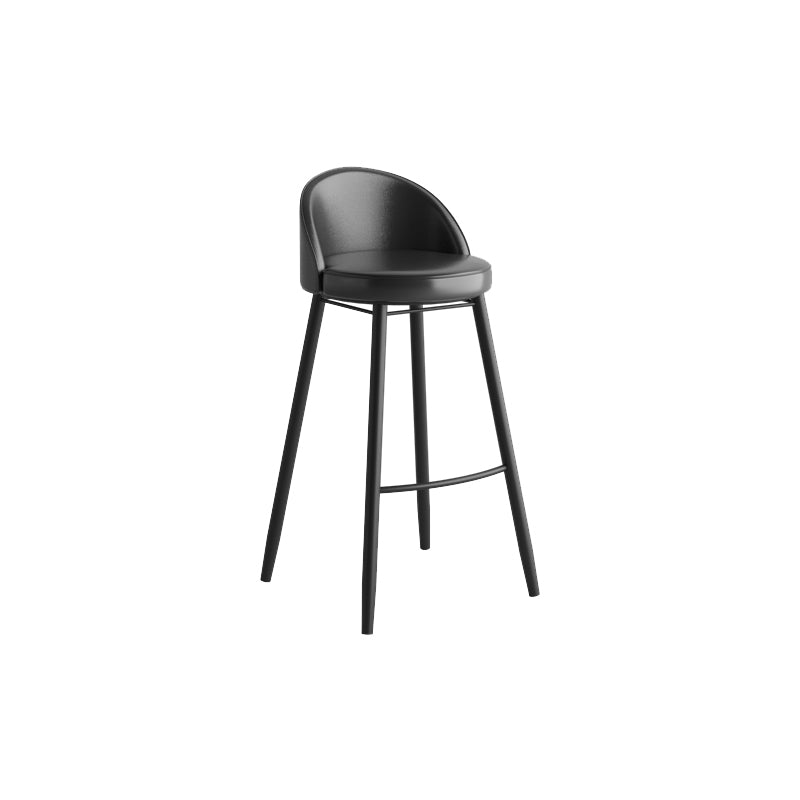 Modern Milk Tea Shop Low Back Stool Matte Finish Leather Barstool Black 1 Piece Clearhalo 'Bar Furniture' 'Bar Stools' 'bar_stools' 'furn' 'furn_bar_stools' 'Furniture' 'furniture_bar_stools' 'Kitchen & Dining Furniture' 4888832