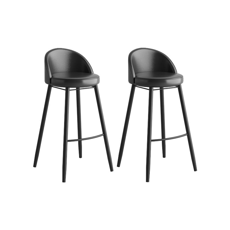 Modern Milk Tea Shop Low Back Stool Matte Finish Leather Barstool Black 2 Piece Set Clearhalo 'Bar Furniture' 'Bar Stools' 'bar_stools' 'furn' 'furn_bar_stools' 'Furniture' 'furniture_bar_stools' 'Kitchen & Dining Furniture' 4888833