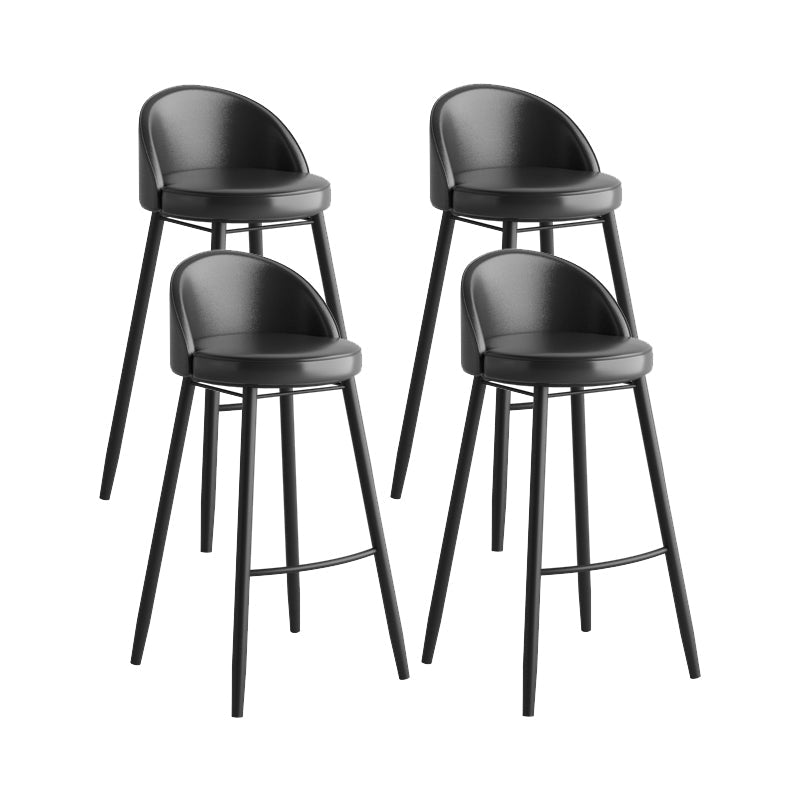 Modern Milk Tea Shop Low Back Stool Matte Finish Leather Barstool Black 4 Piece Set Clearhalo 'Bar Furniture' 'Bar Stools' 'bar_stools' 'furn' 'furn_bar_stools' 'Furniture' 'furniture_bar_stools' 'Kitchen & Dining Furniture' 4888834
